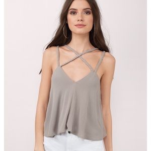 Tobi: KRISTIE GREY CRISS CROSS TANK TOP